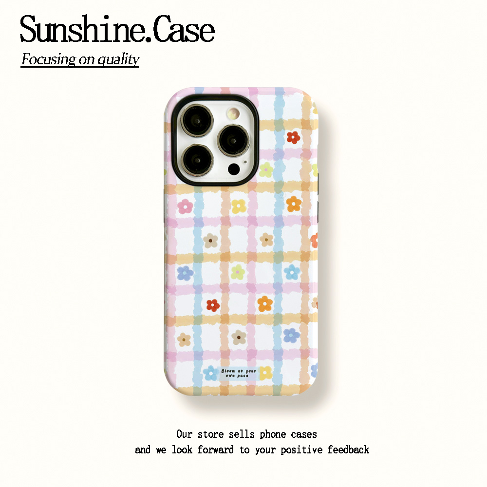 菲林二合一适用苹果华为vivo小米oppo手机壳格子彩花17PRO/16