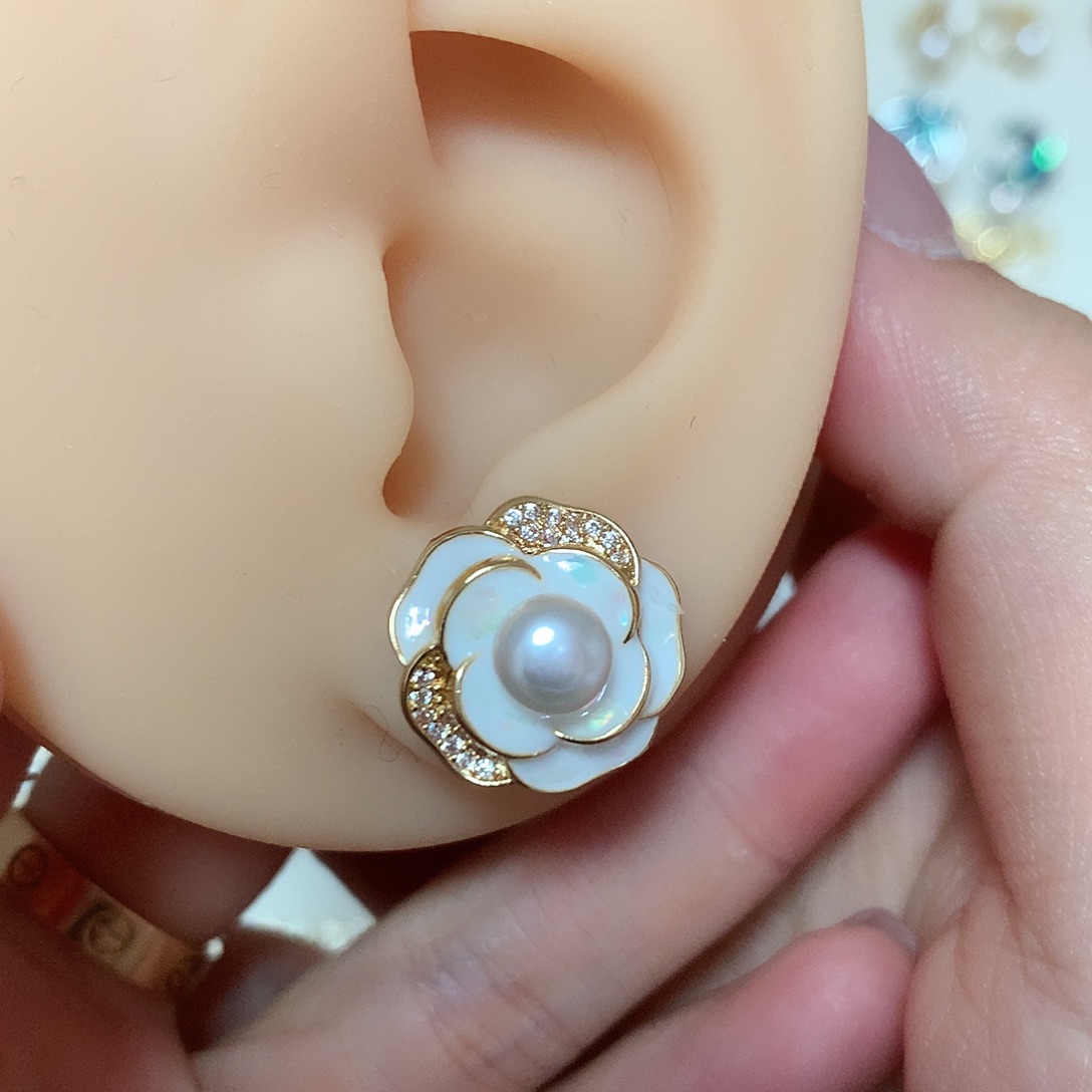 淡水珍珠耳饰合金