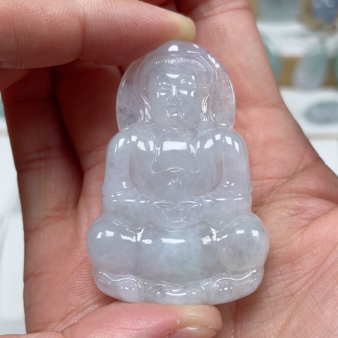 翡翠颈饰未镶嵌天然翡翠A货观音113号