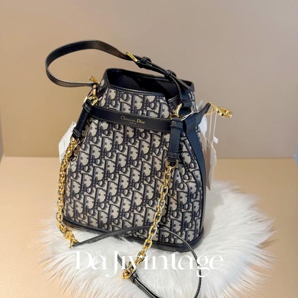 大吉中古/Dior迪奥老花刺绣cest dior水桶单肩包