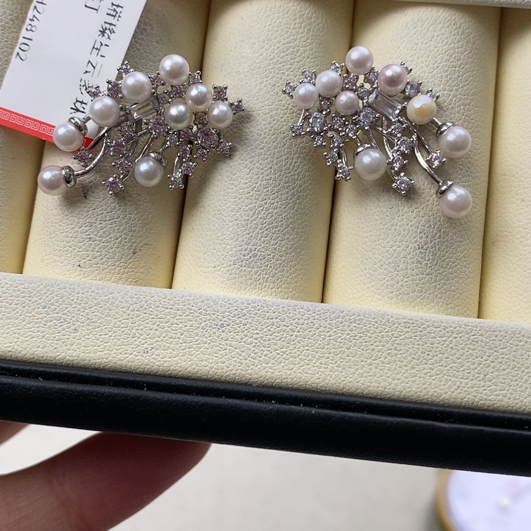 海水珍珠耳饰银S925镶嵌