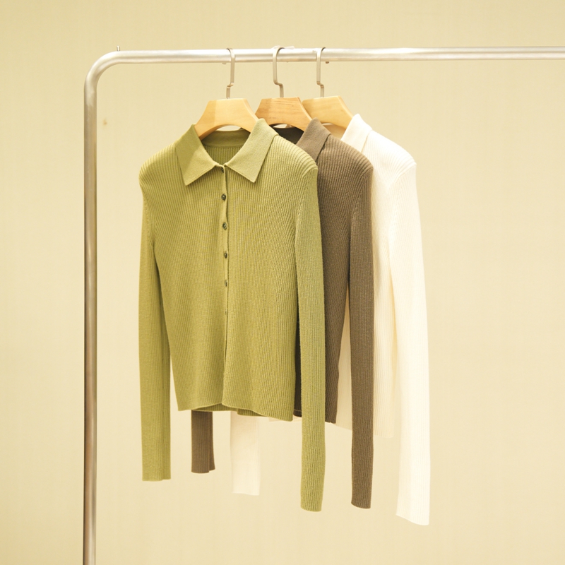 PAMIR秋冬款女士POLO领精纺羊毛针织衫 PZ052