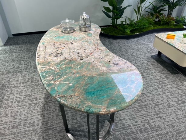 天然亚马逊绿奢石简约复古茶台茶盘轻奢高档家用一体湿泡排水台