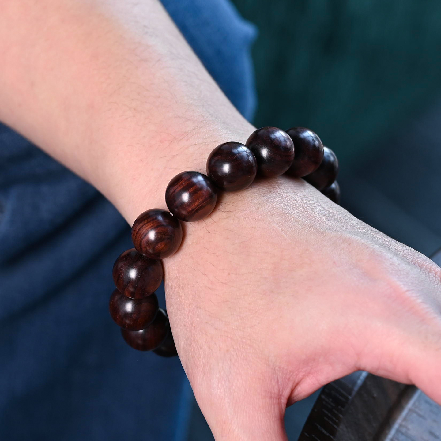 新品首发 沉水级紫油梨 15mm/15颗 海南黄花梨 单圈手串 无胶无蜡