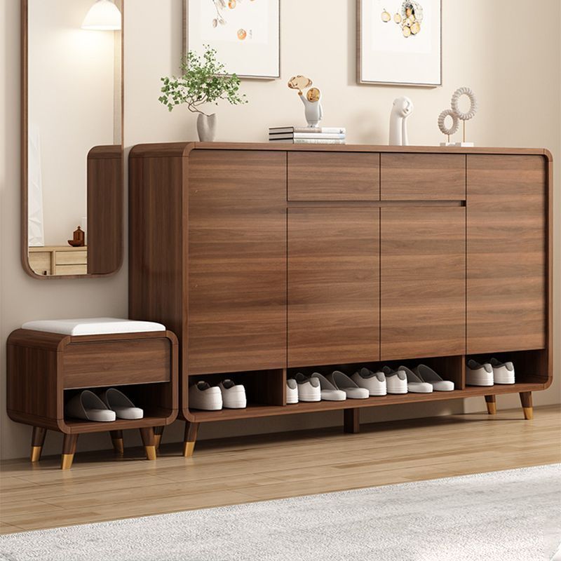 中式门口鞋柜家用大容量入户一体玄关靠墙实木换鞋收纳客厅换鞋凳