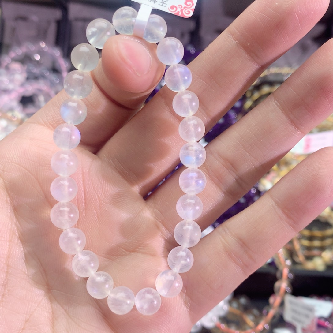 水晶手串未镶嵌蓝月光手链7+