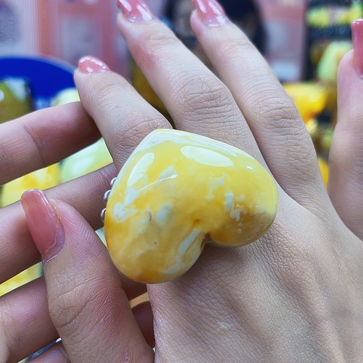 银S925镶嵌颈饰蜜蜡戒指