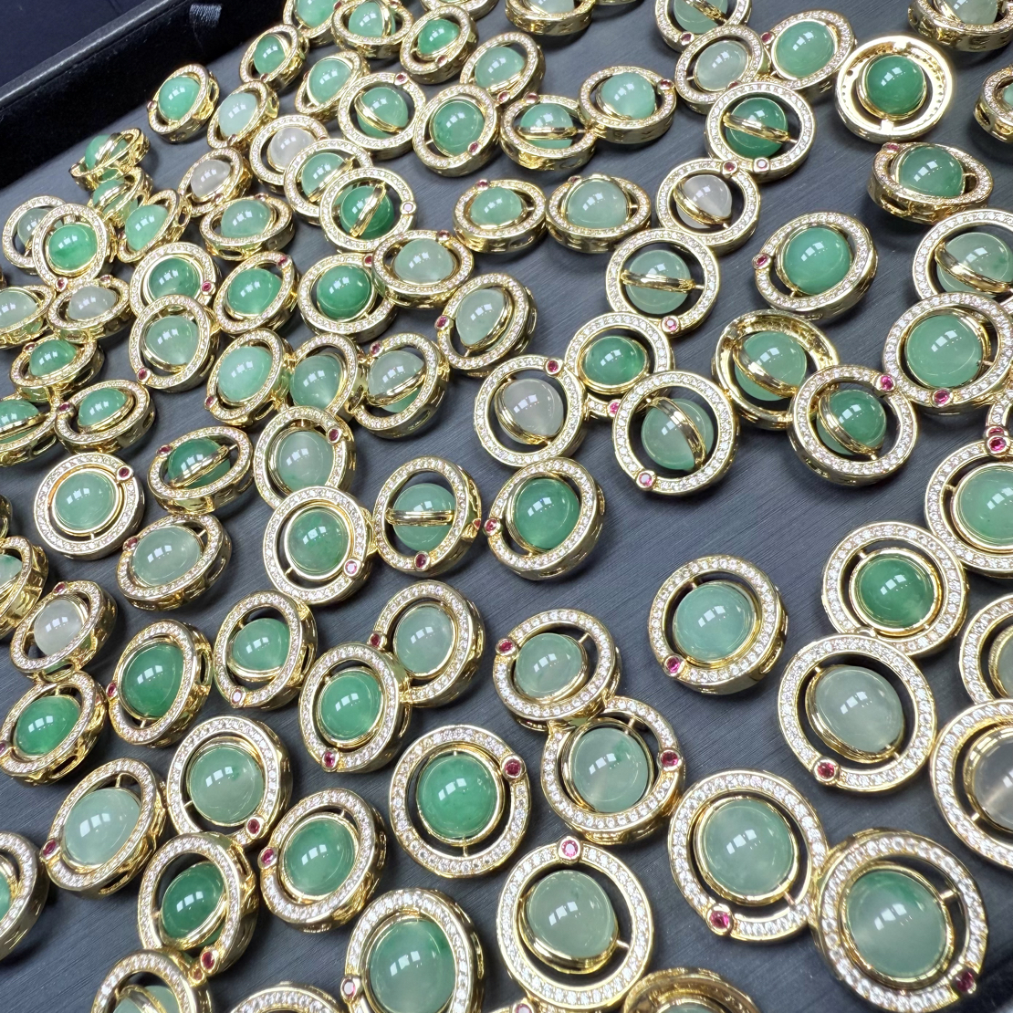 【璟源】S925银镶嵌/非洲翠翻转星球项链（多样性发其一）