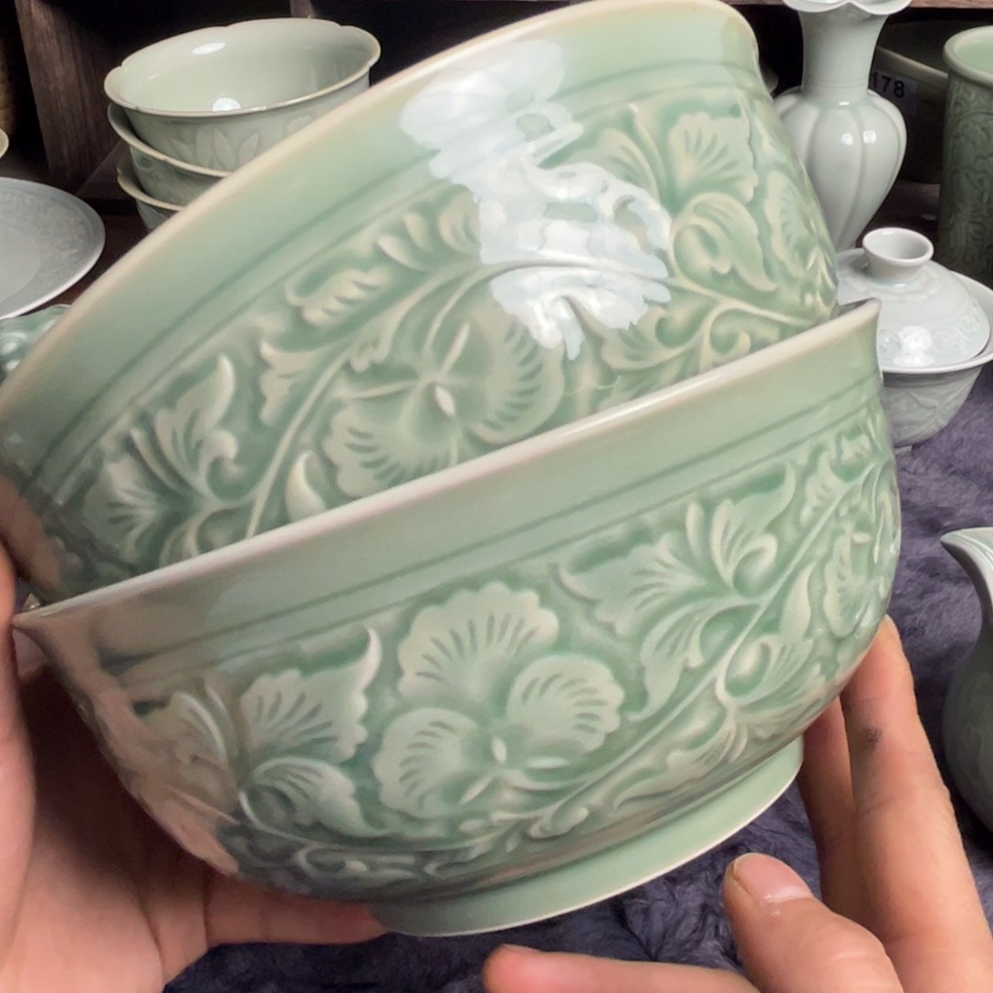 瓷8 英寸宫廷牡丹微瑕 2 只