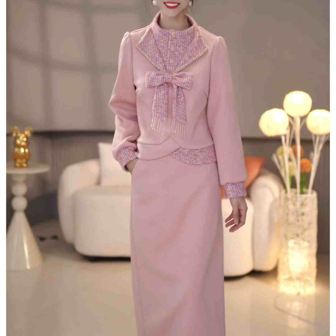 【套装定制】C1370上衣配半身裙两件套优雅时尚减龄收腰显瘦冬季新