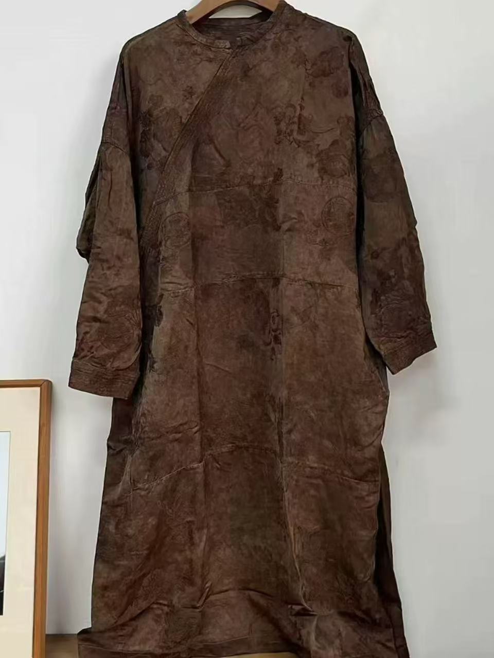 MMbL慢慢变蓝荼TU-L35845春款圆领套头满分丝宽松连衣裙长袍115