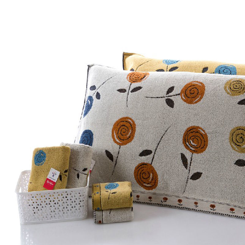 金号枕巾正品纯棉单人枕巾一对装全棉情侣枕巾玫瑰花语枕巾