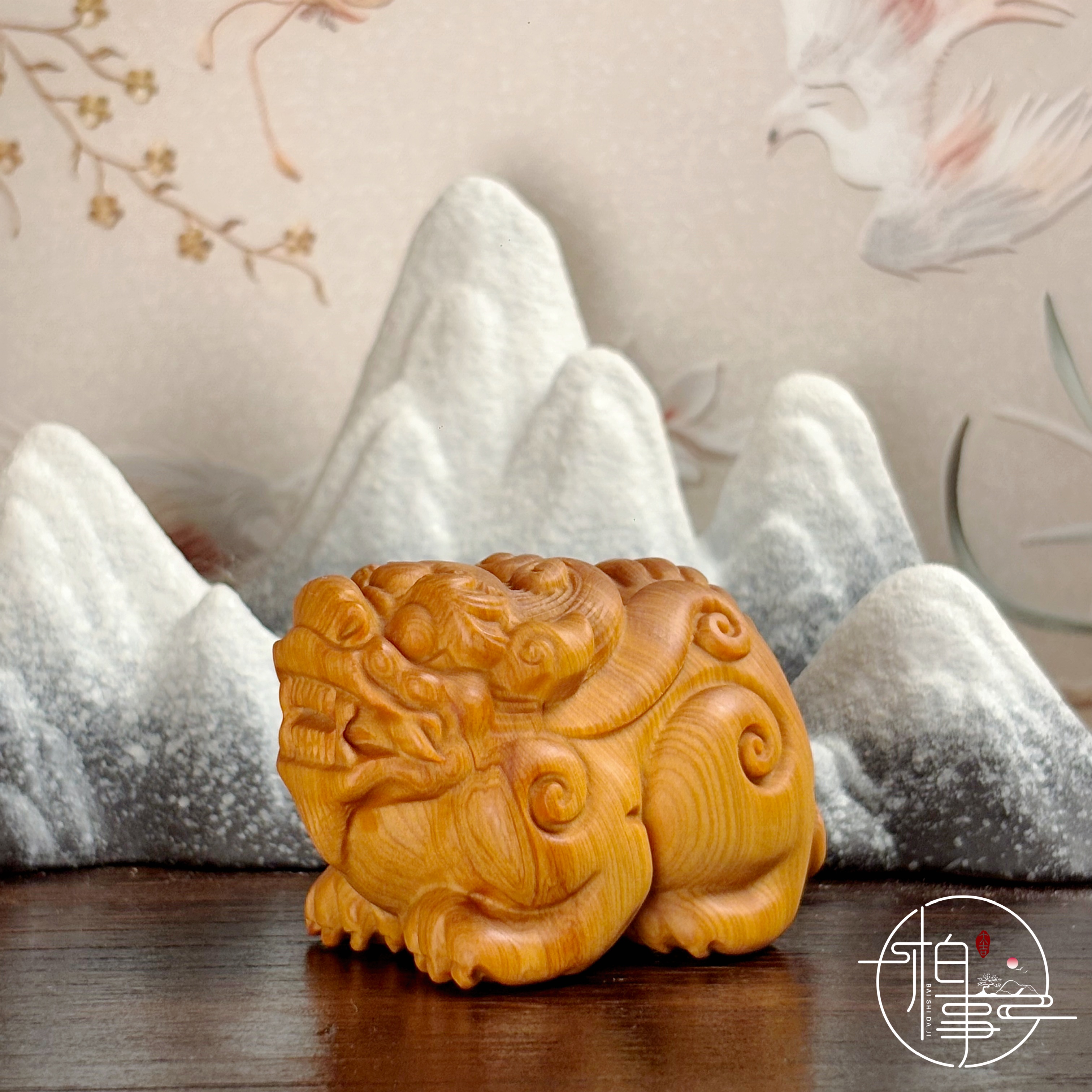 天然崖柏木陈华老料木雕霸王金蟾可爱小摆件招财瑞兽手把件