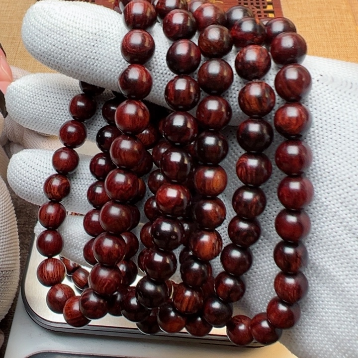 木木本海南红降花梨公0.8圆珠单圈