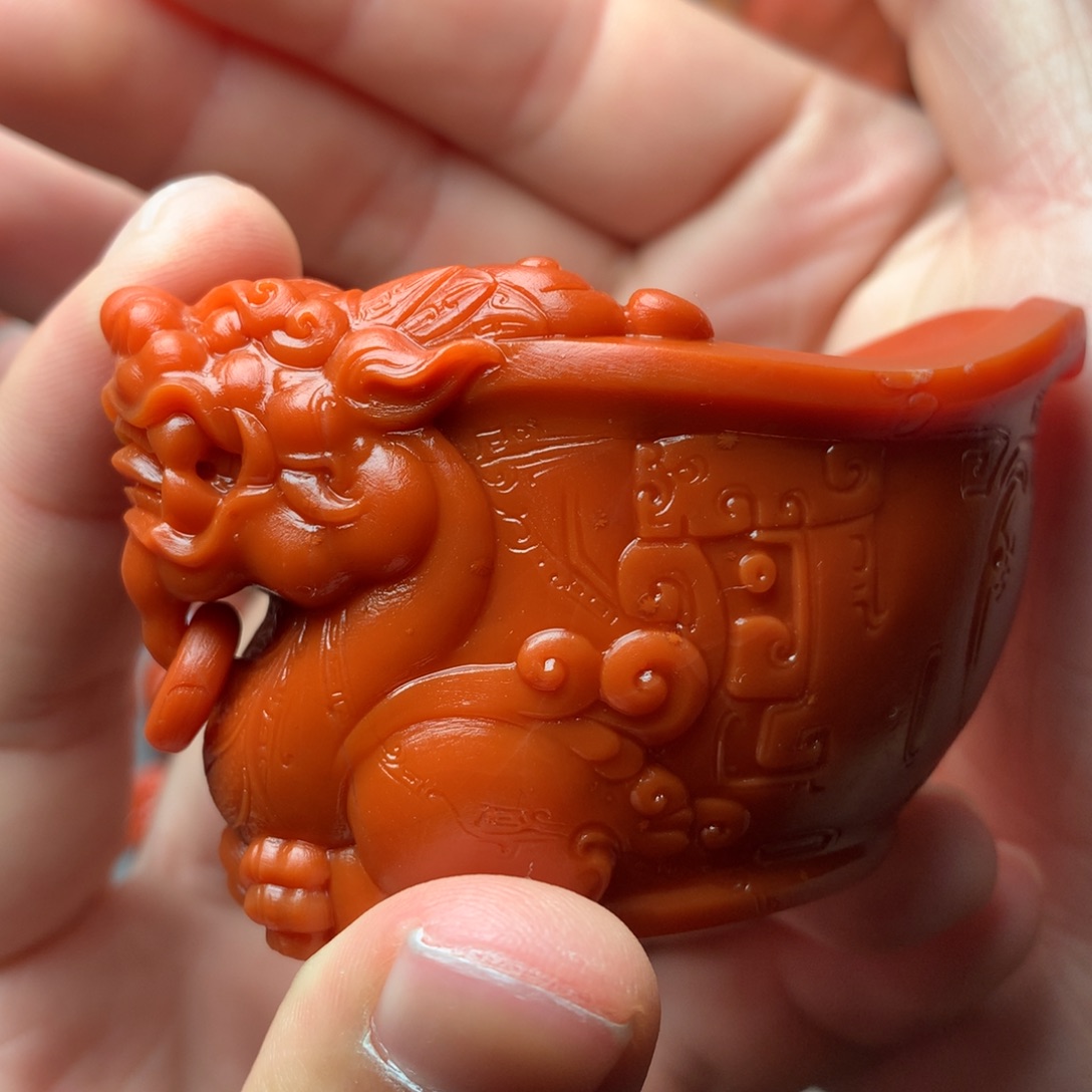 南红玛瑙未镶嵌1龙首杯