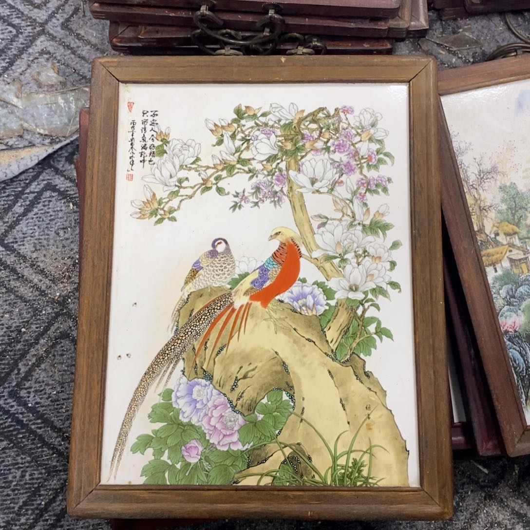 瓷片37*28 景德镇瓷板画柴窑烧制
