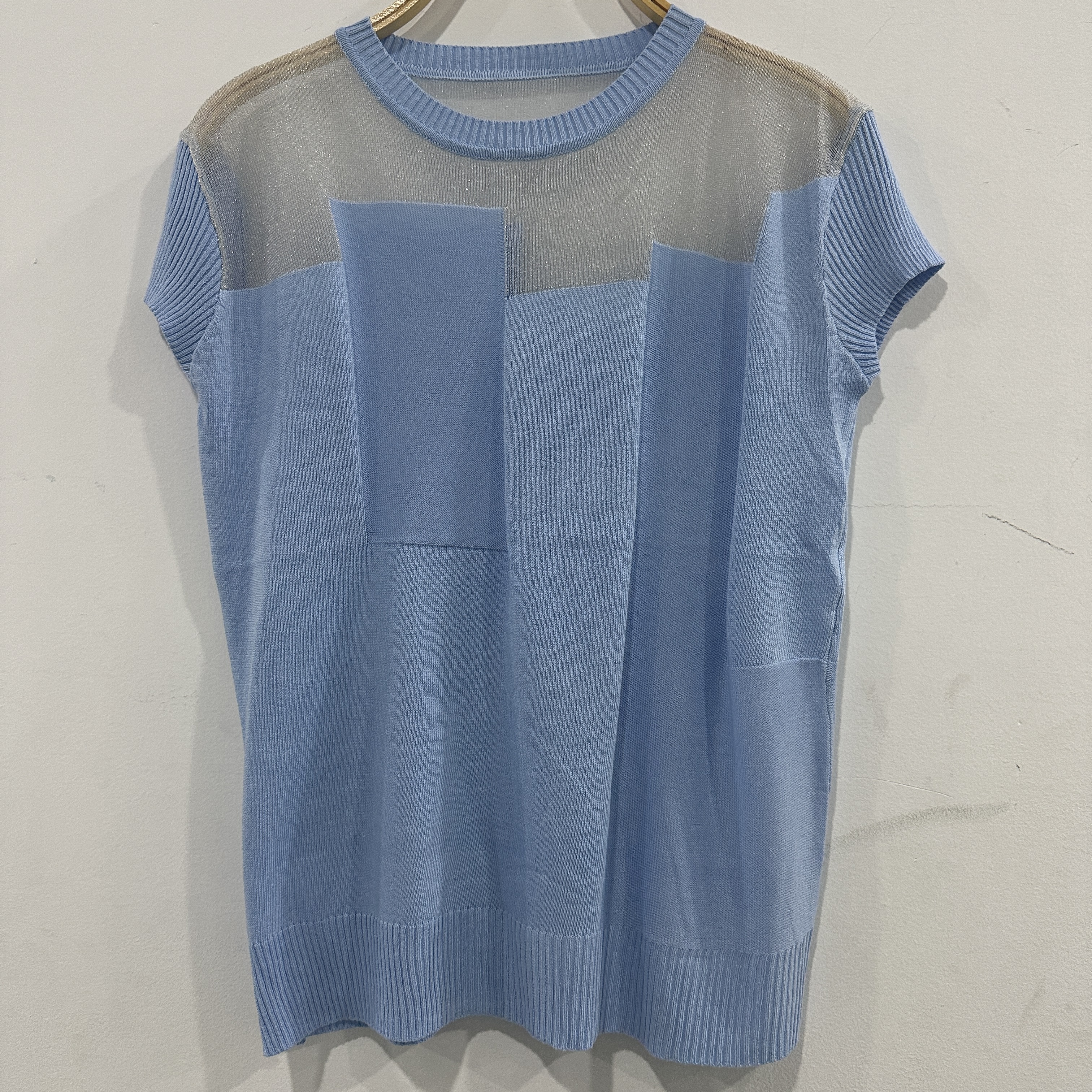 [妍姐优选]DM8026.拼接薄款修身时尚拼色无袖T恤女款夏季