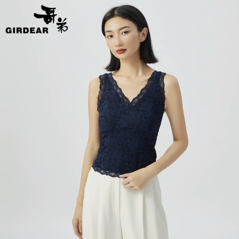 GIRDEAR/哥弟夏季通勤蕾丝吊带时尚女士修身打底背心女1300938