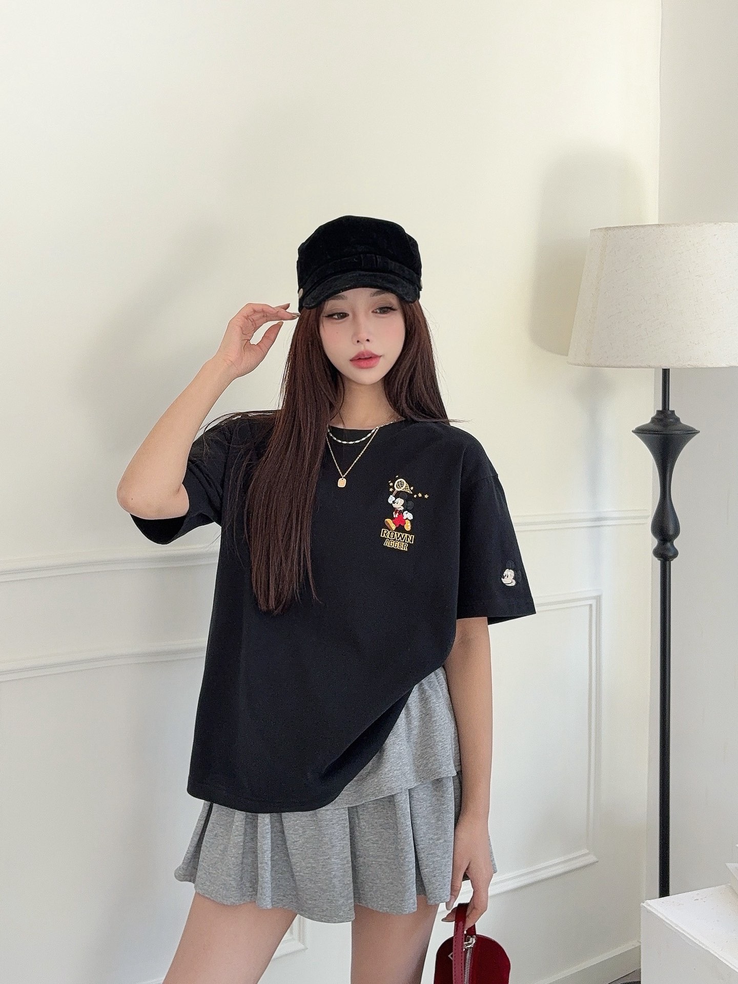 RownAgger纸袋家[米奇捕星]纯棉加厚磨毛打底短袖t恤2097