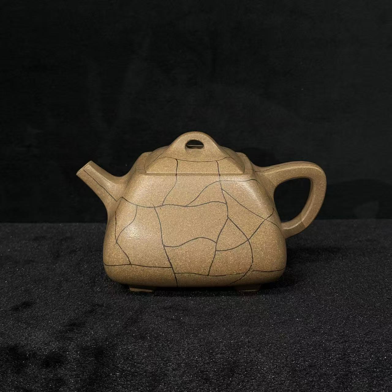 21/H1023083/徐汉棠/紫砂壶四方开片石瓢/老段泥柴烧