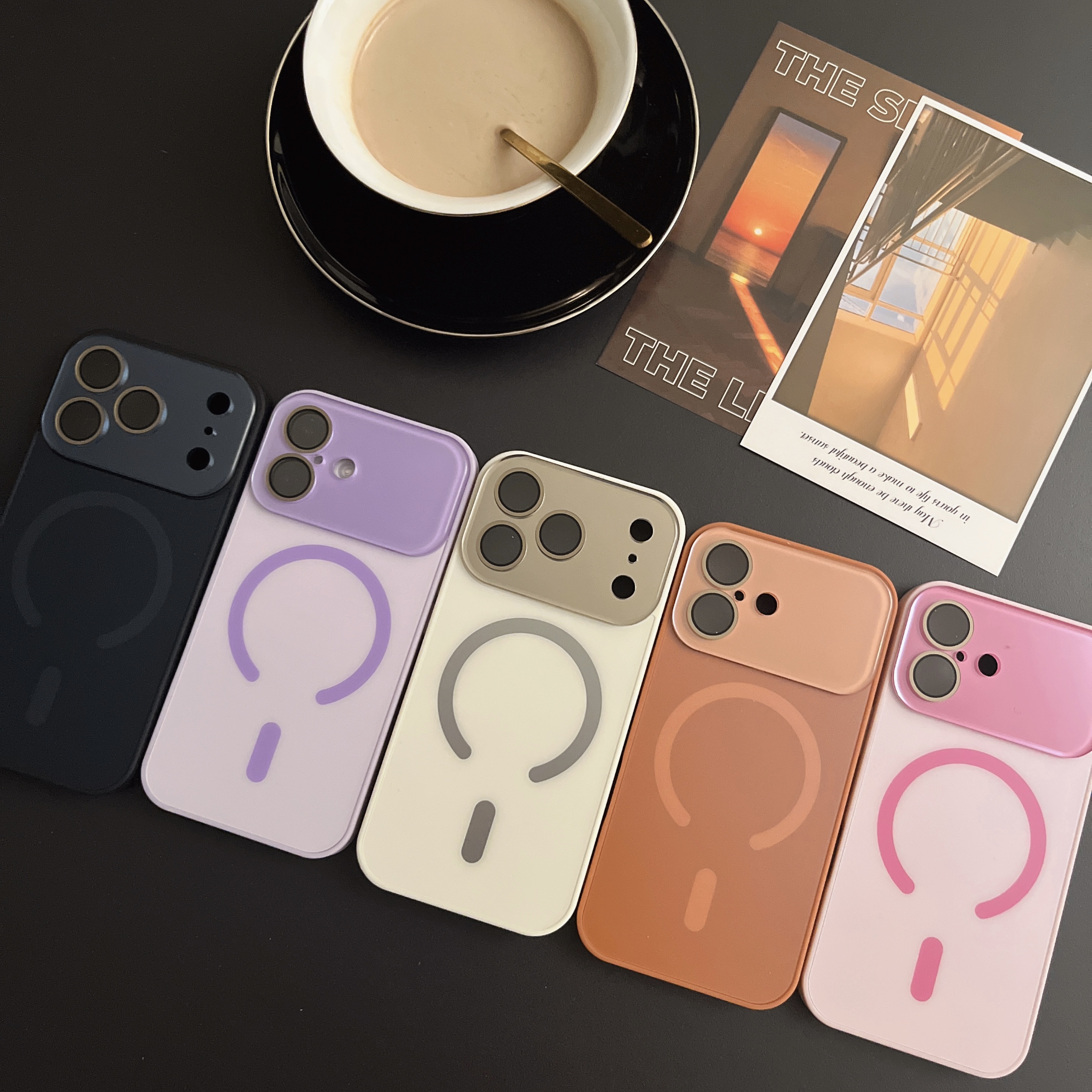 适用iPhone17Promax自带镜头膜肤感纯色磁吸15大视窗16Pro手机壳