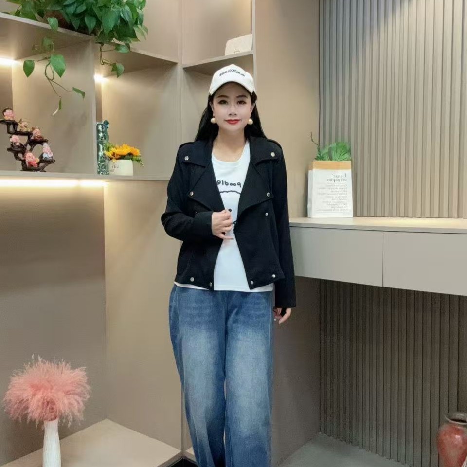 秋季外套-品 5925时尚潮流翻领设计休闲洋气显瘦胖MM大码女装新款