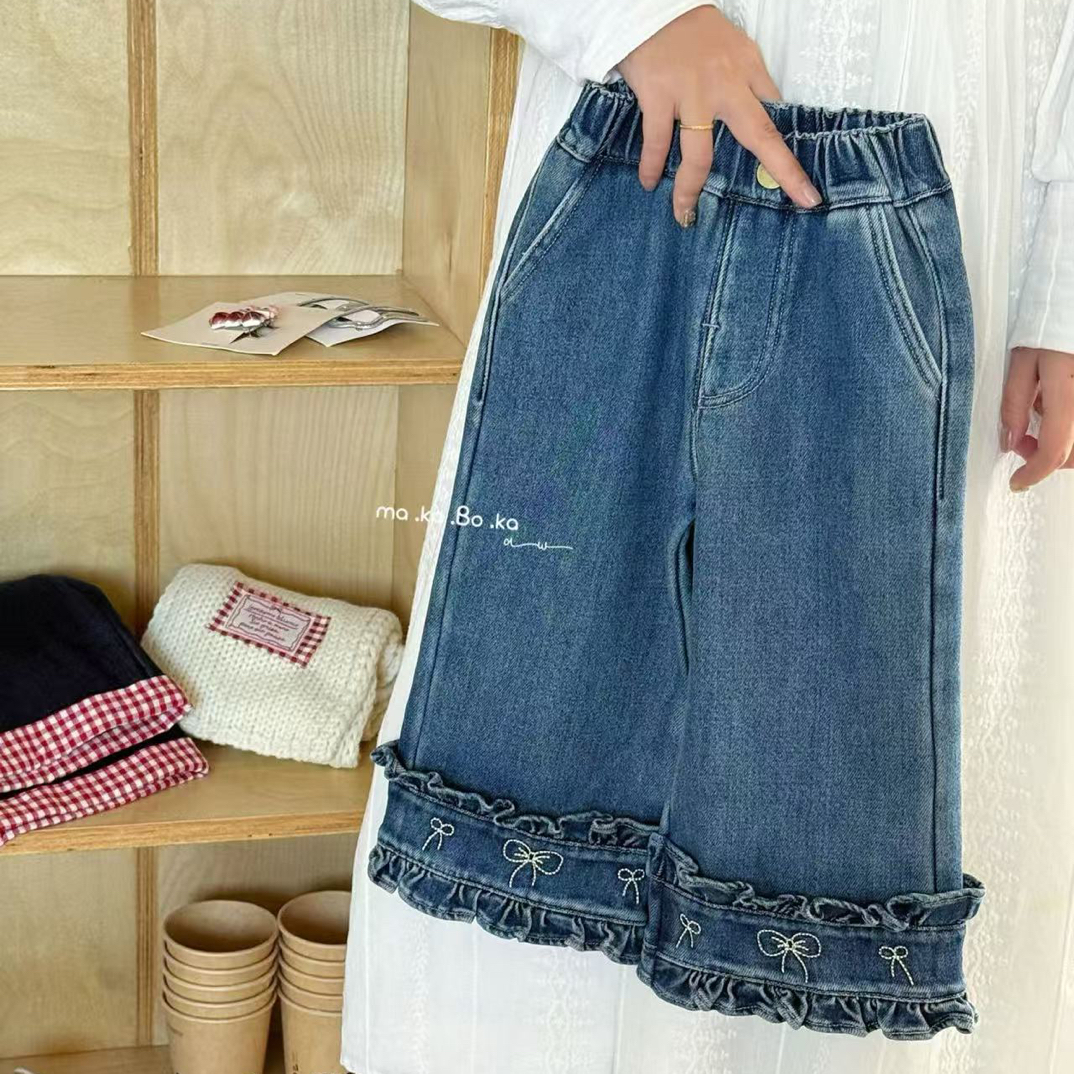 一可家女宝宝秋冬加绒牛仔裤2025