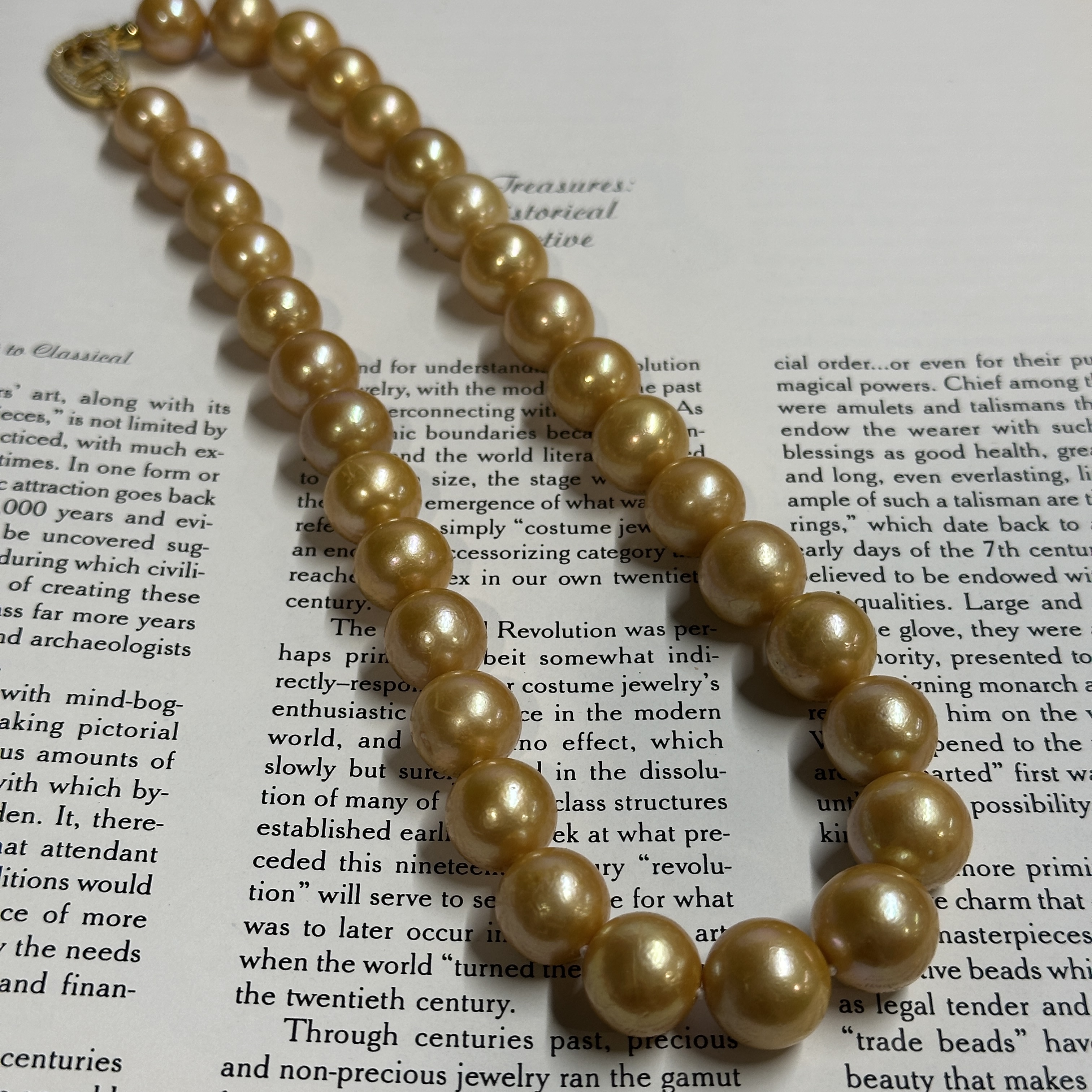 非金属仿珍珠项链 日本茶金色珠珠项链 约12-14.5mm ZB251317