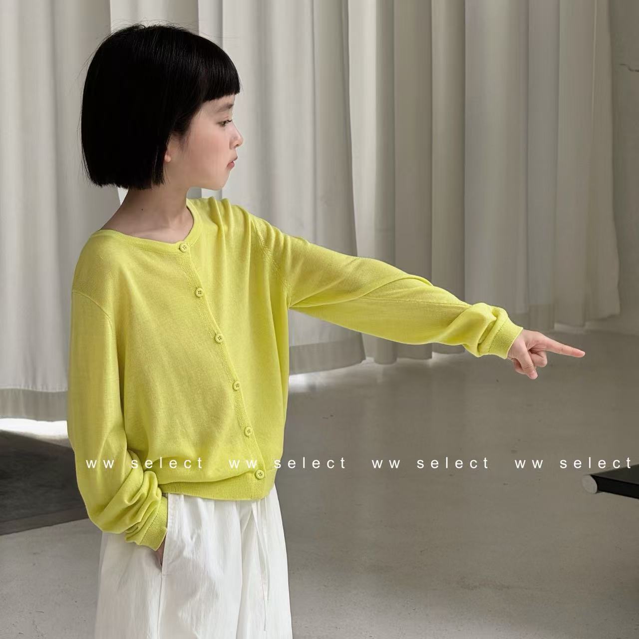 WW｜亲子｜青柠｜针织开衫 N099（平铺晾晒）