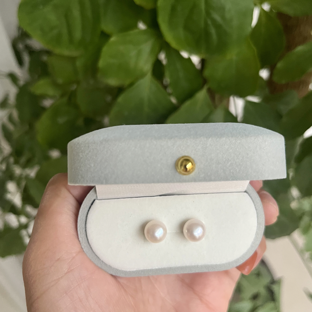 白珍珠馒头珍珠耳钉