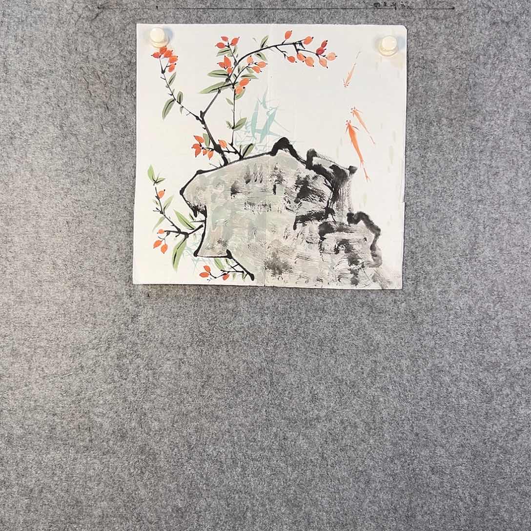 国画732 牡丹之花之叶的颜色与花色