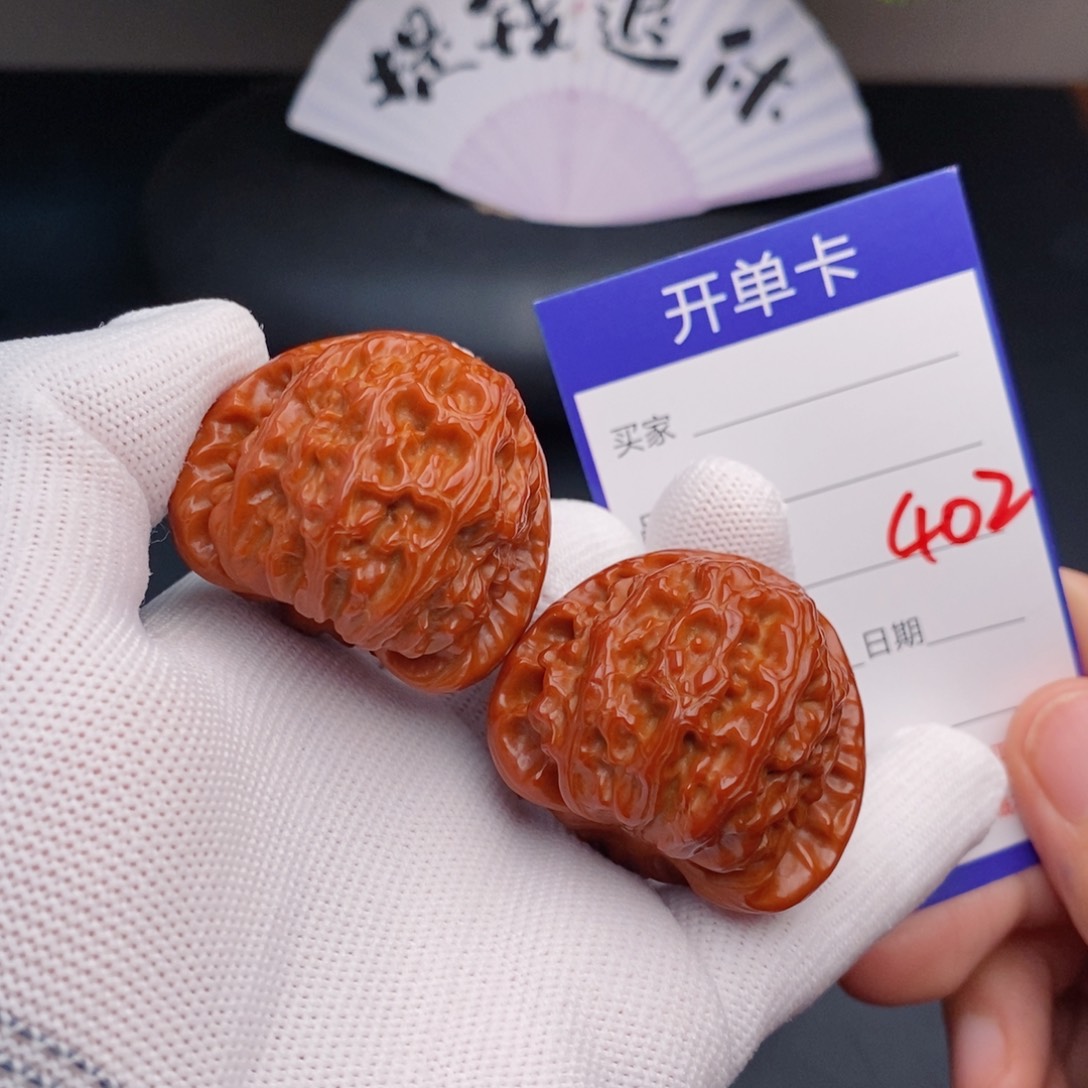 把件文玩核桃40三角白402