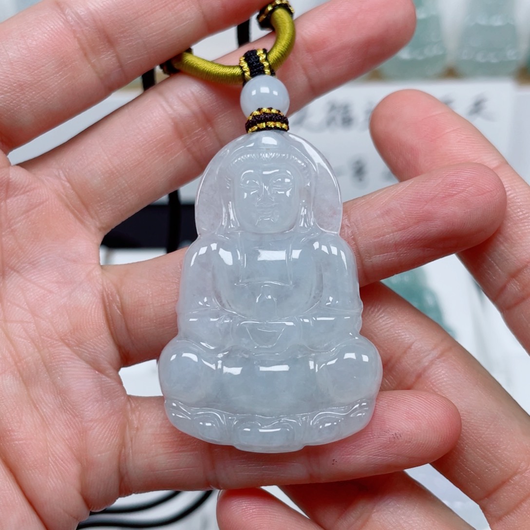 翡翠颈饰未镶嵌天然翡翠A货观音110号