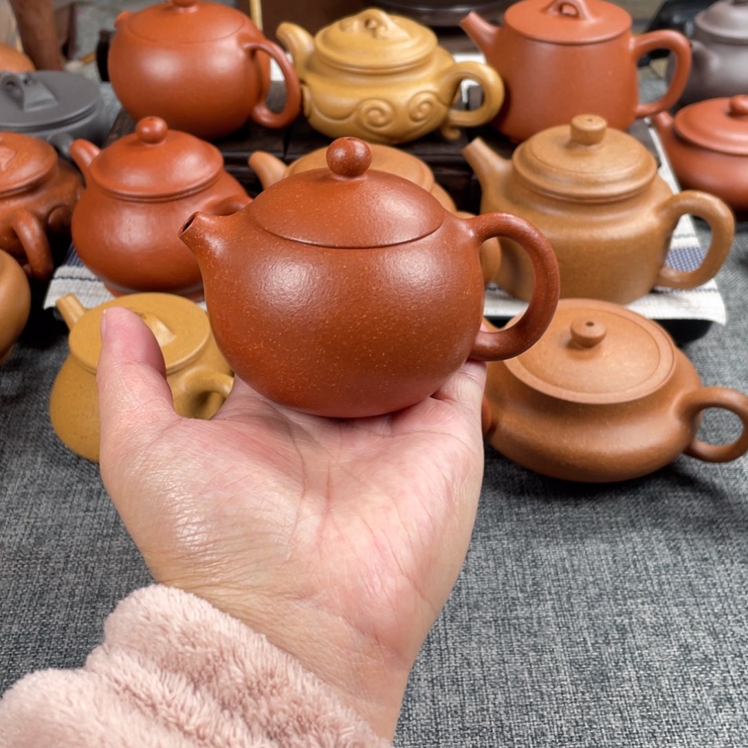 紫砂茶壶红降坡西施全手40目150