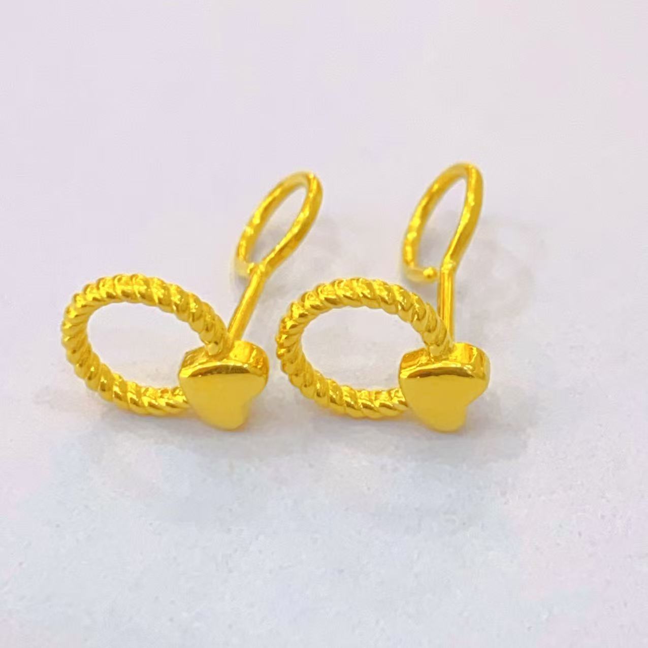 足金999爱心圈圈时尚耳饰2.39g
