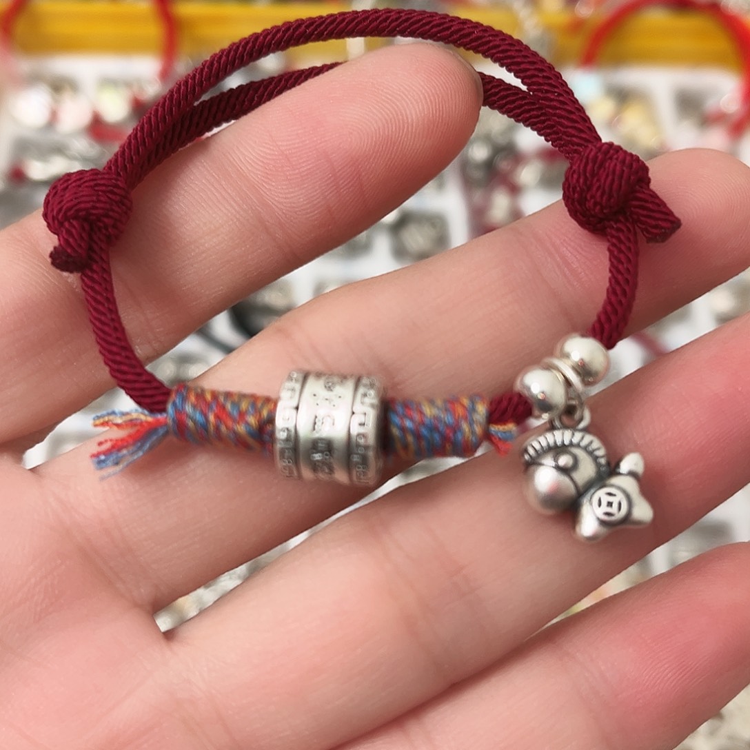 吊坠足银珐琅护身马