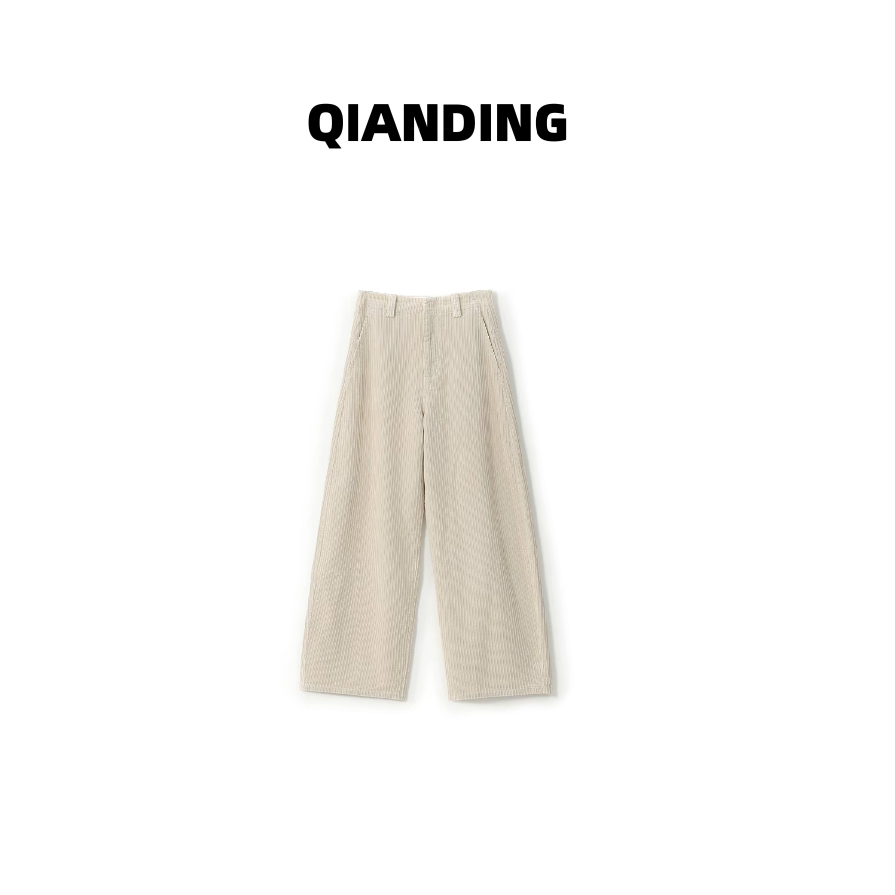 【QIANDING】【麦芬弯刀西裤】100棉灯芯绒立裁高腰显瘦时尚裤子F055