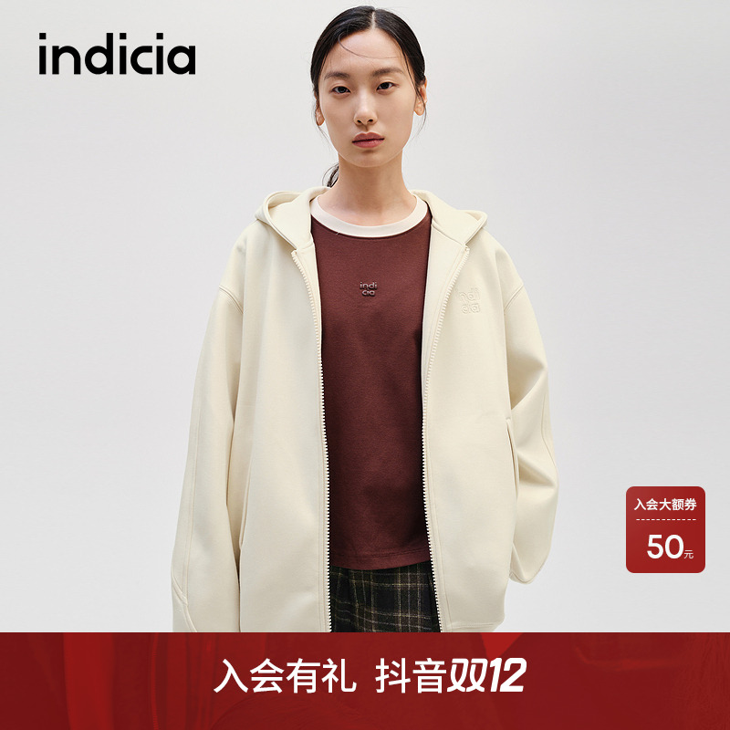 indicia标记商场同款秋冬款百搭连帽休闲卫衣外套F2C4WY466N