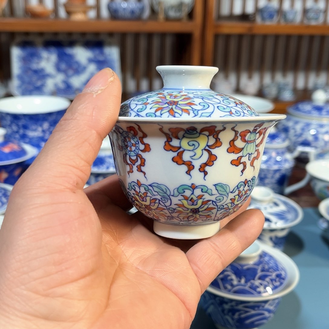 錡镇堂手工手绘盖碗