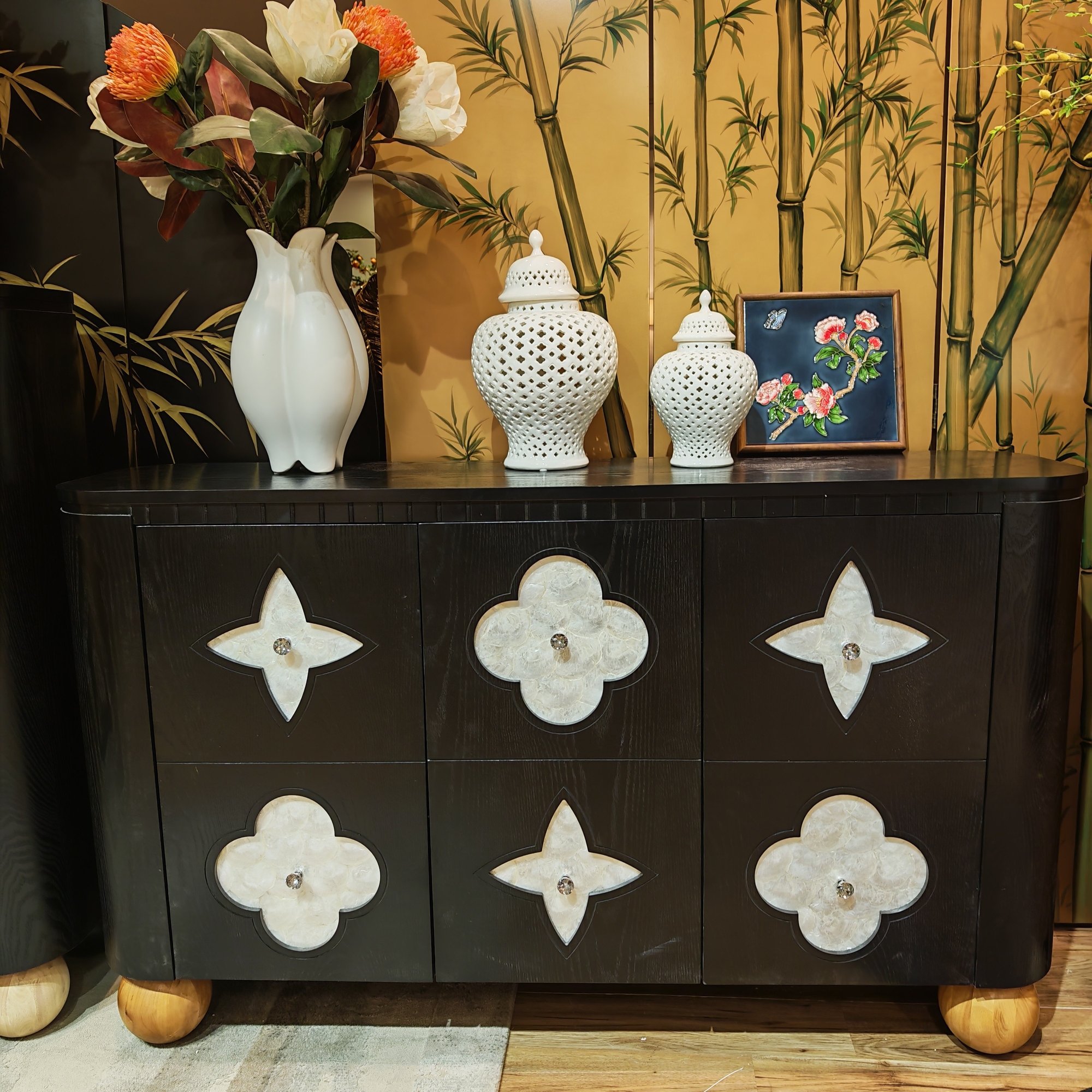 【白月光三门柜】四叶草餐边柜圆角储物柜多功能收纳柜储物柜