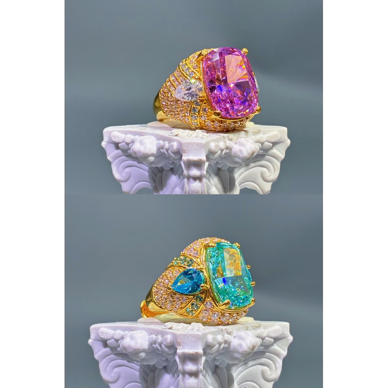 【中古碧海星钻】黄金足金999 蓝-紫方糖 活口 满钻镶嵌 精致大气