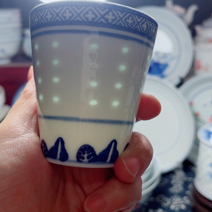 青花玲珑可乐杯老玲珑