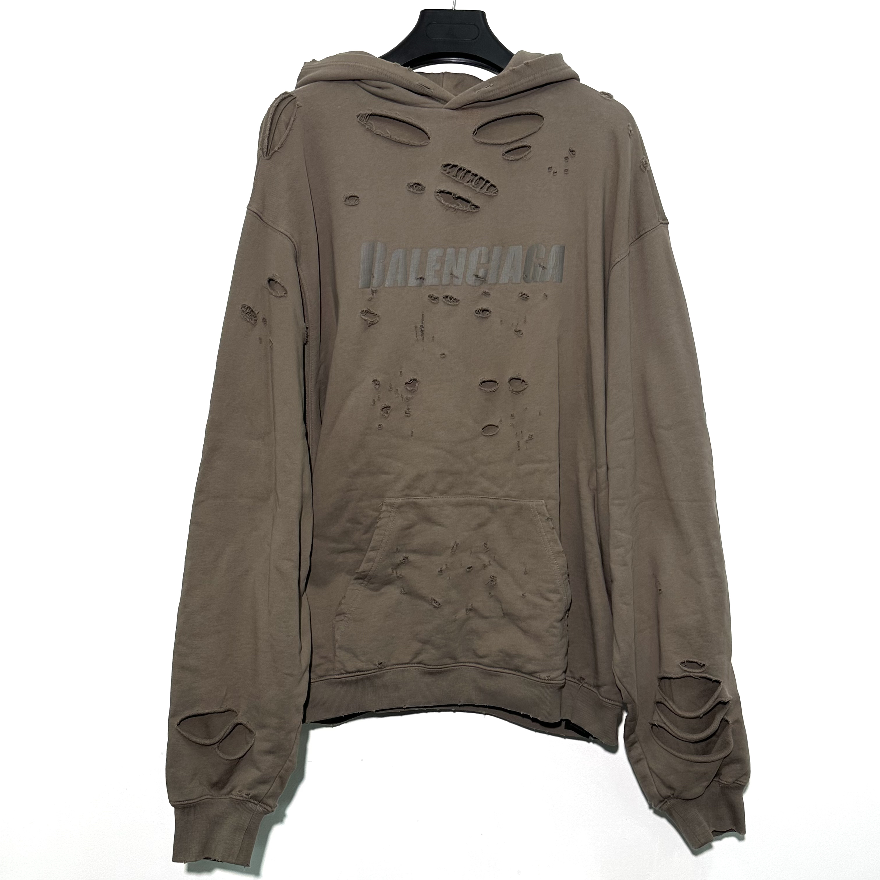未使用 Balenciaga/巴黎世家 XXS码 经典logo棕色破坏卫衣 0733