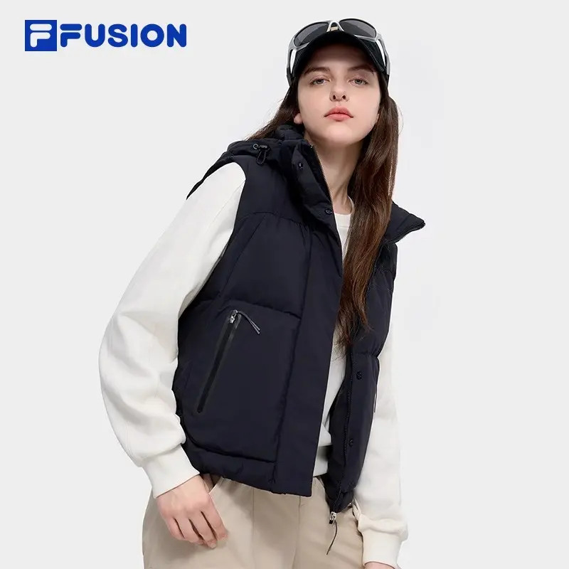 FUSION斐乐羽绒马甲女2025年新款时尚休闲宽松连帽上衣秋冬穿搭