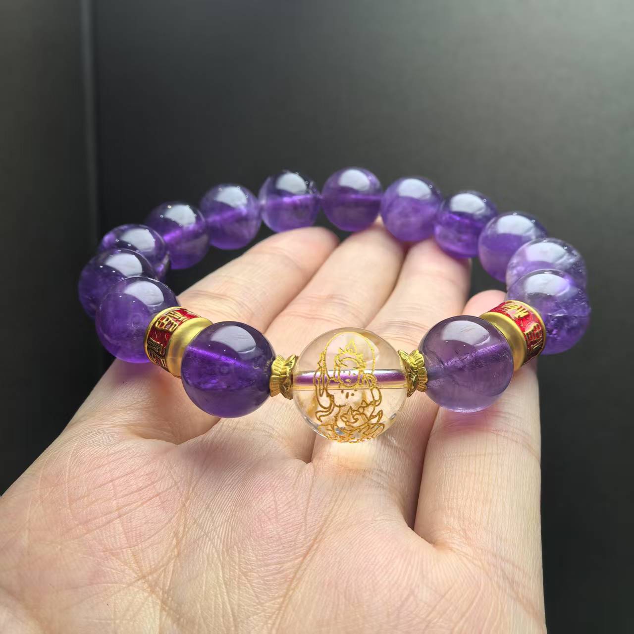 C3884皇家紫极光99紫舒俱晶水晶紫手串