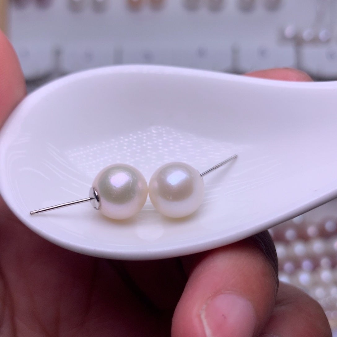 银S925镶嵌耳饰淡水珍珠