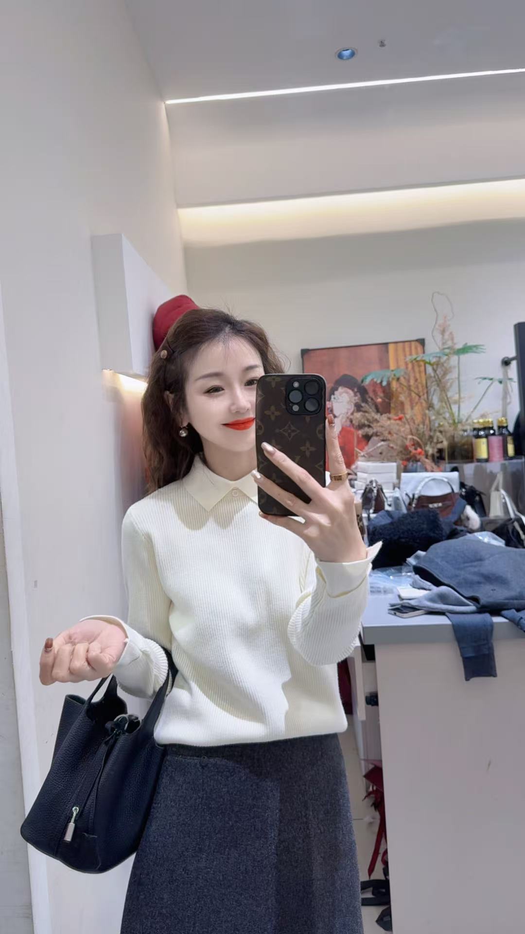 倩倩家百搭翻领针织上衣