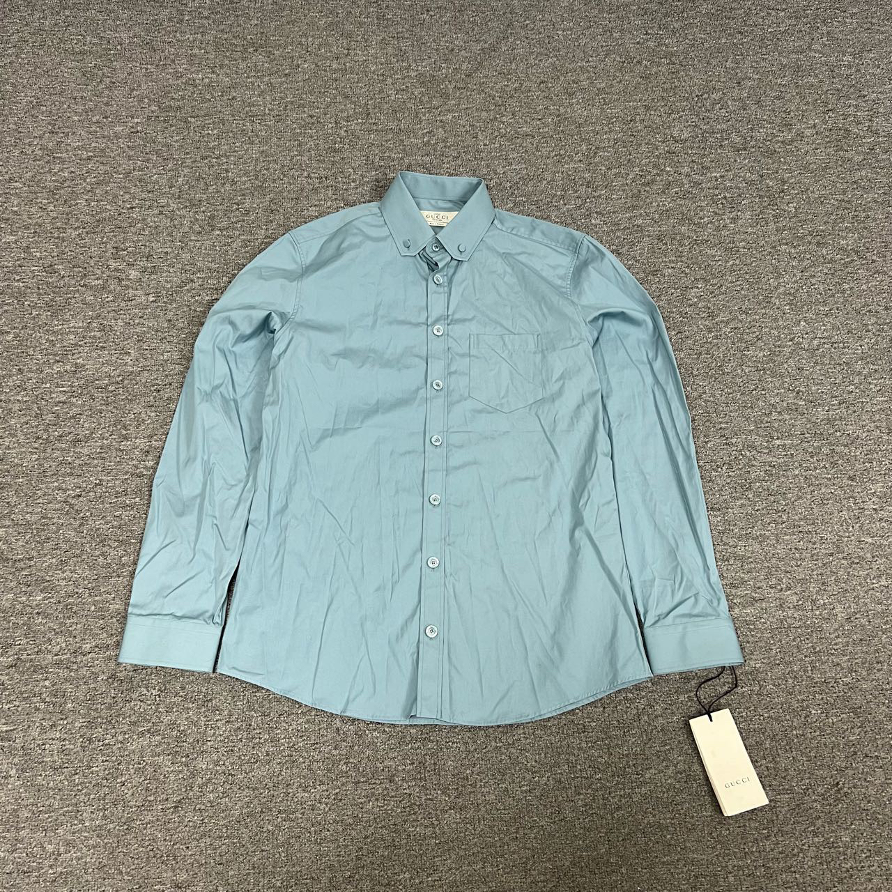 95新 GUCCI/古驰 经典款 商务衬衫 蓝色 16 1/2码