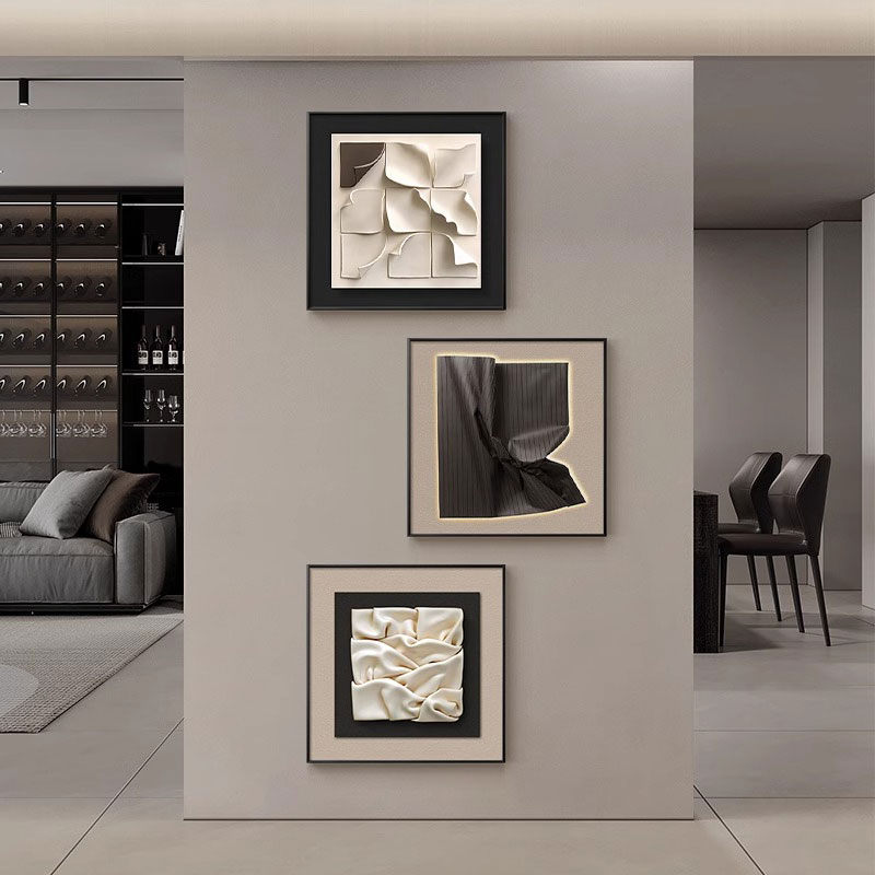 抽象电表箱装饰画正方形遮挡配电箱网络总开关电闸盒三联组合挂画