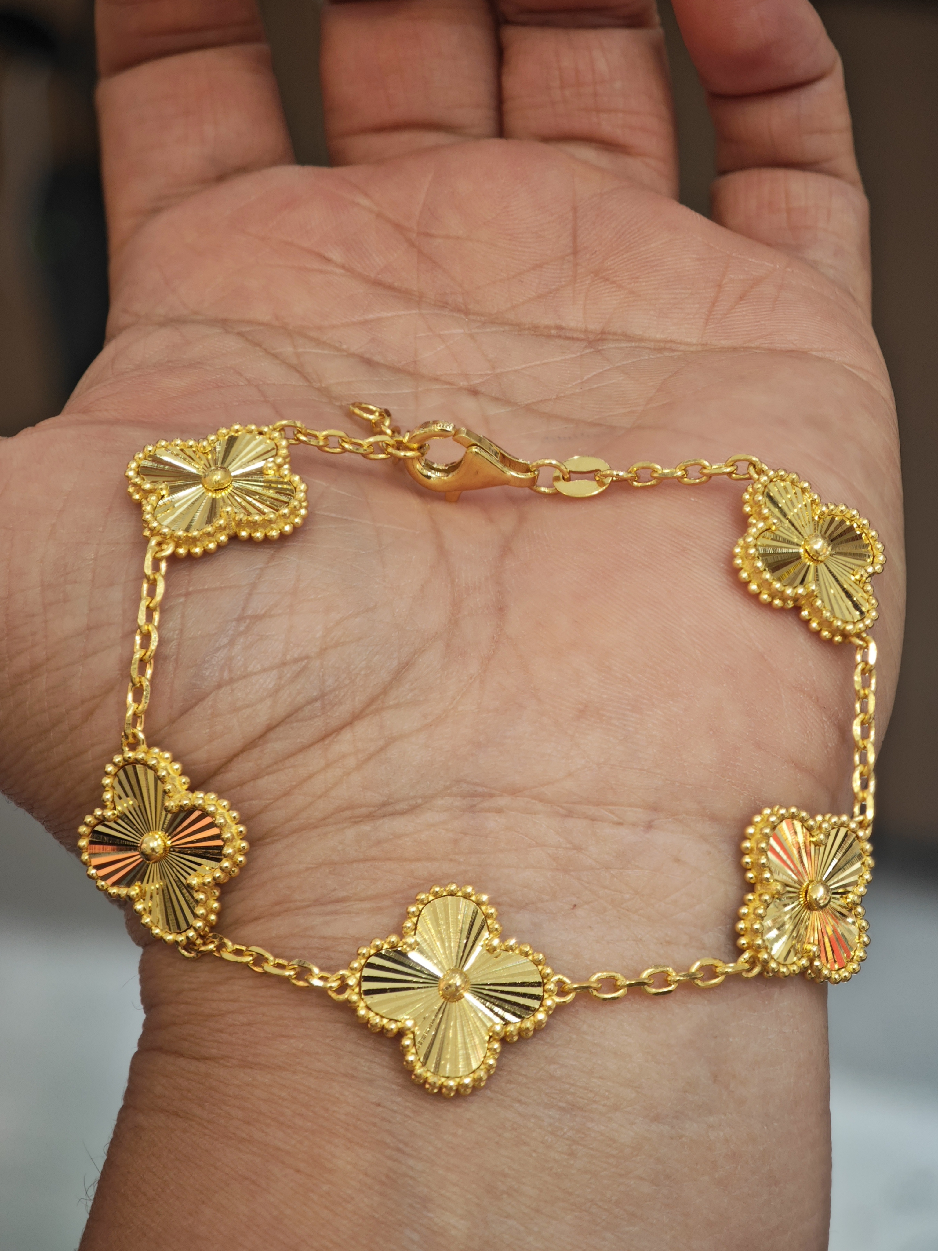 【桃觅】足金999镭射四叶草手链